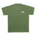 Green t-shirt with a HYMACS OUTDOORS logo on a transparent background