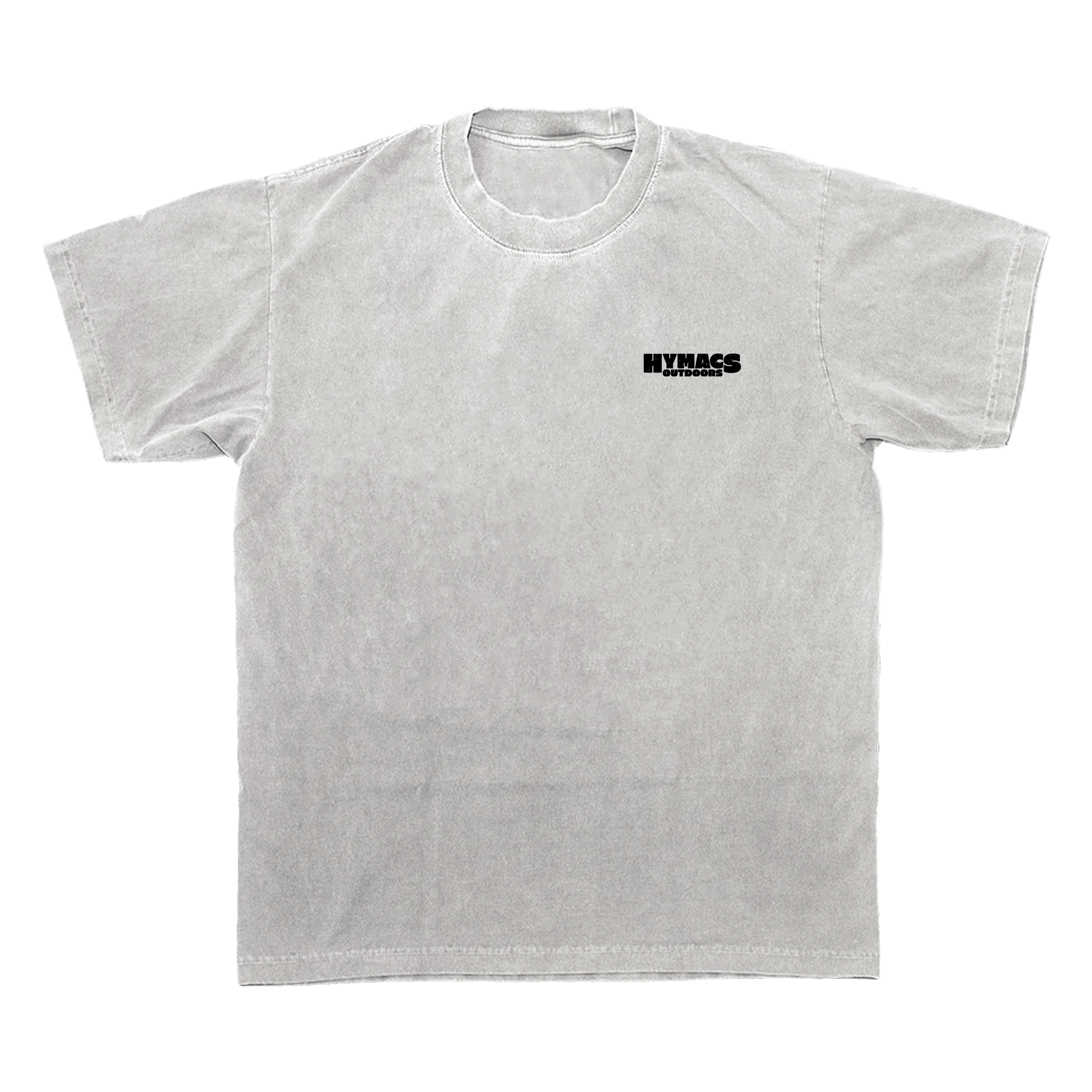 Gray t-shirt with a logo on a transparent background
