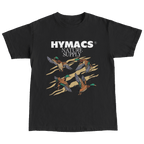 Black t-shirt with 'Hymacs Nature Supply' logo and duck graphics on a white background