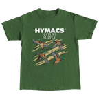 Green t-shirt with duck design and 'Hymacs Nature Supply' text on a white background