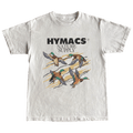White t-shirt with duck graphic and 'Hymacs Nature Supply' text on a green background